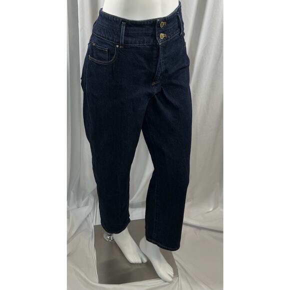 Ann Taylor Doubled Waist Straight Crop Jeans Blue 14 Rockabilly Casual 88-65 - Picture 1 of 13